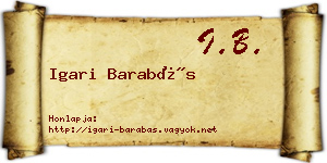 Igari Barabás névjegykártya